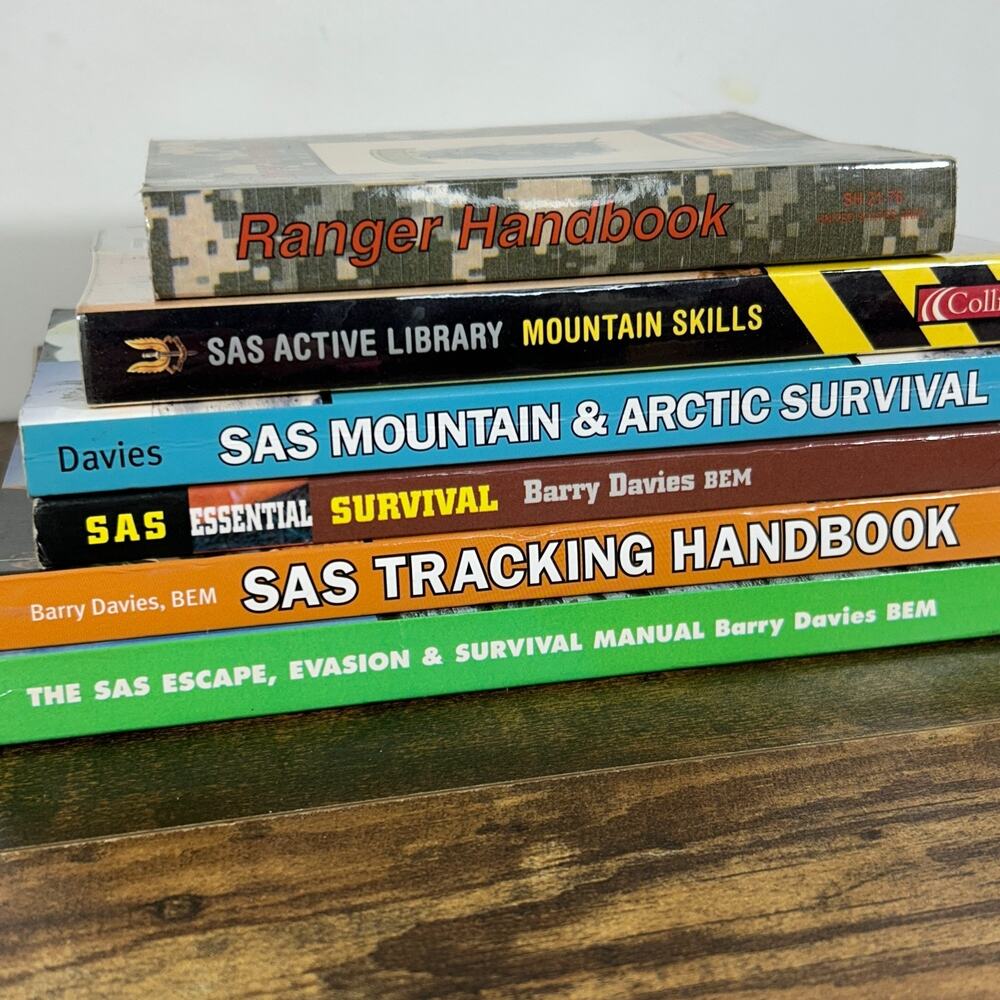 Lot of 6 Survival Books SAS Skills Tracking Mountain Arctic Survival Handbook